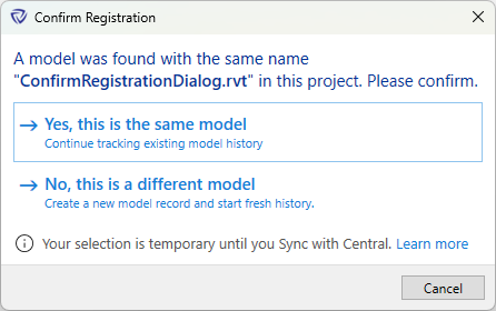 Confirm Registration Dialog