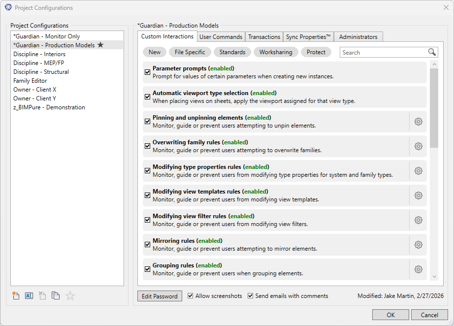 Project Configurations Dialog