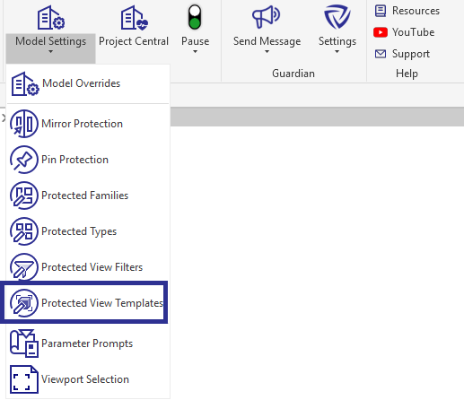 Protected View Templates under Model Settings