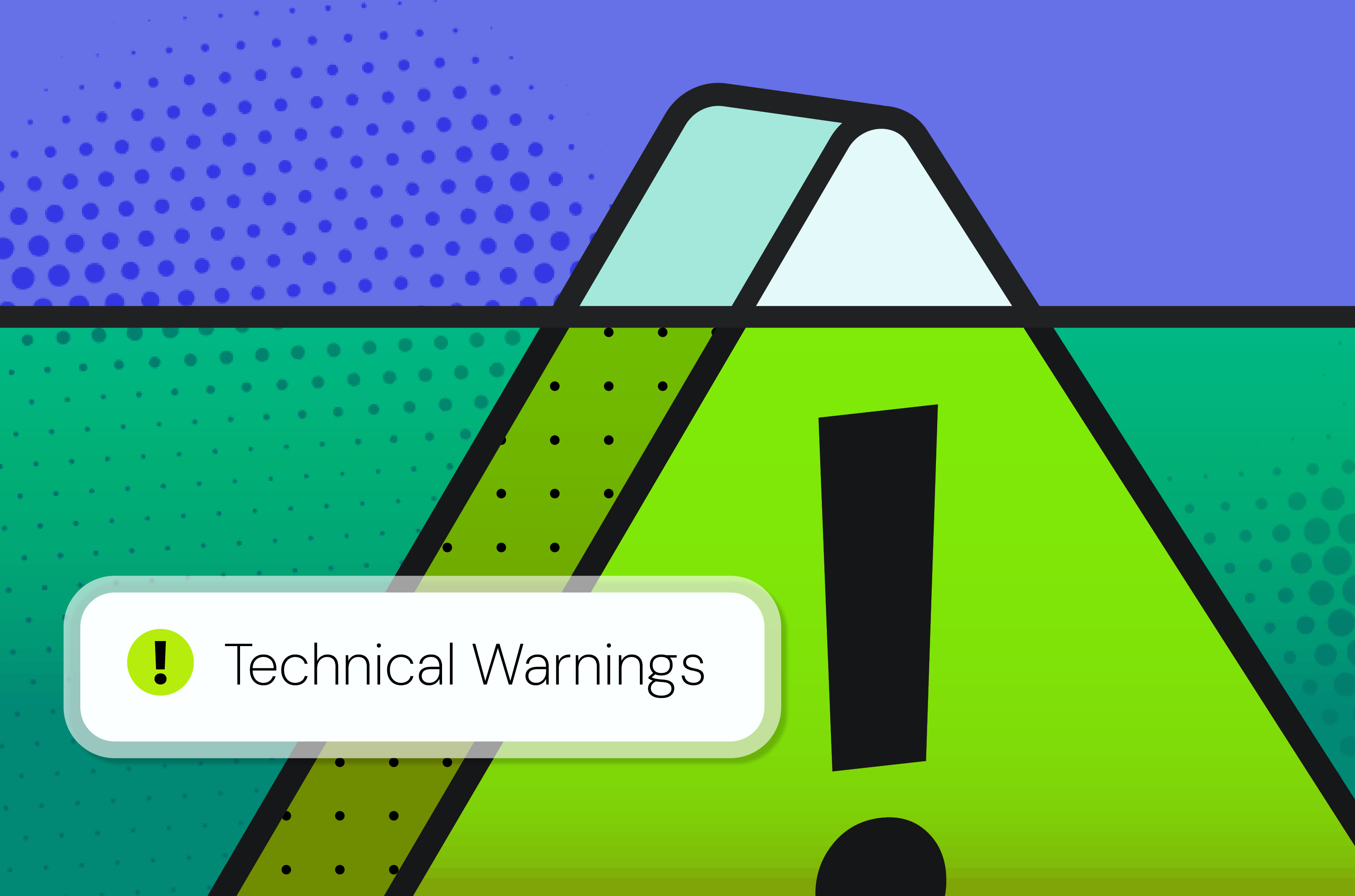 Warning symbol half way covered