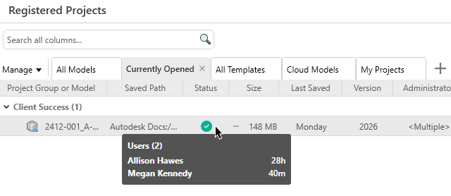 Currently open tab with mouse hover on green status icon