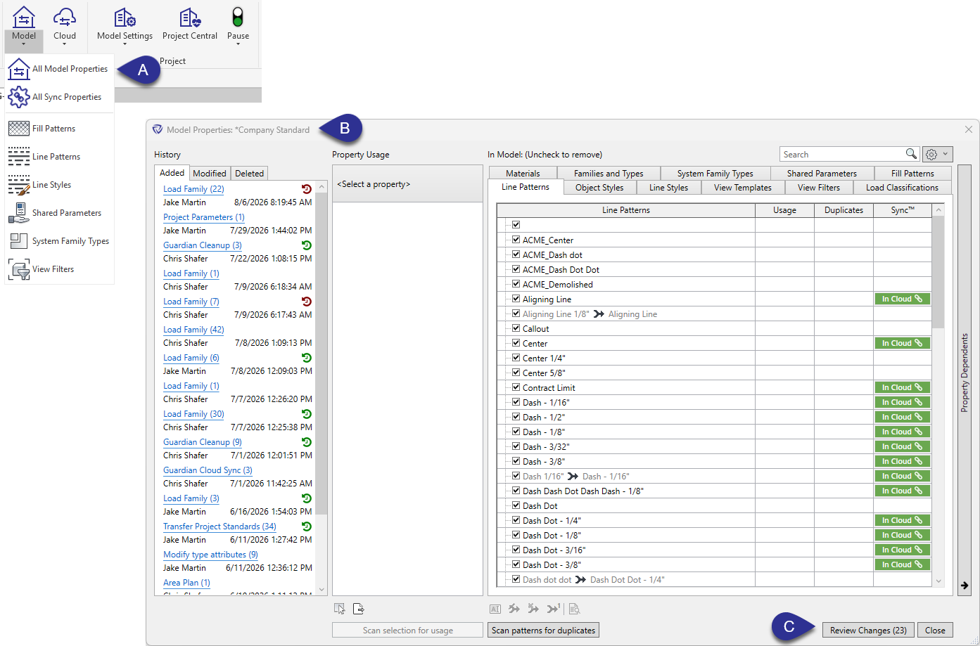 Model Properties dialog overview