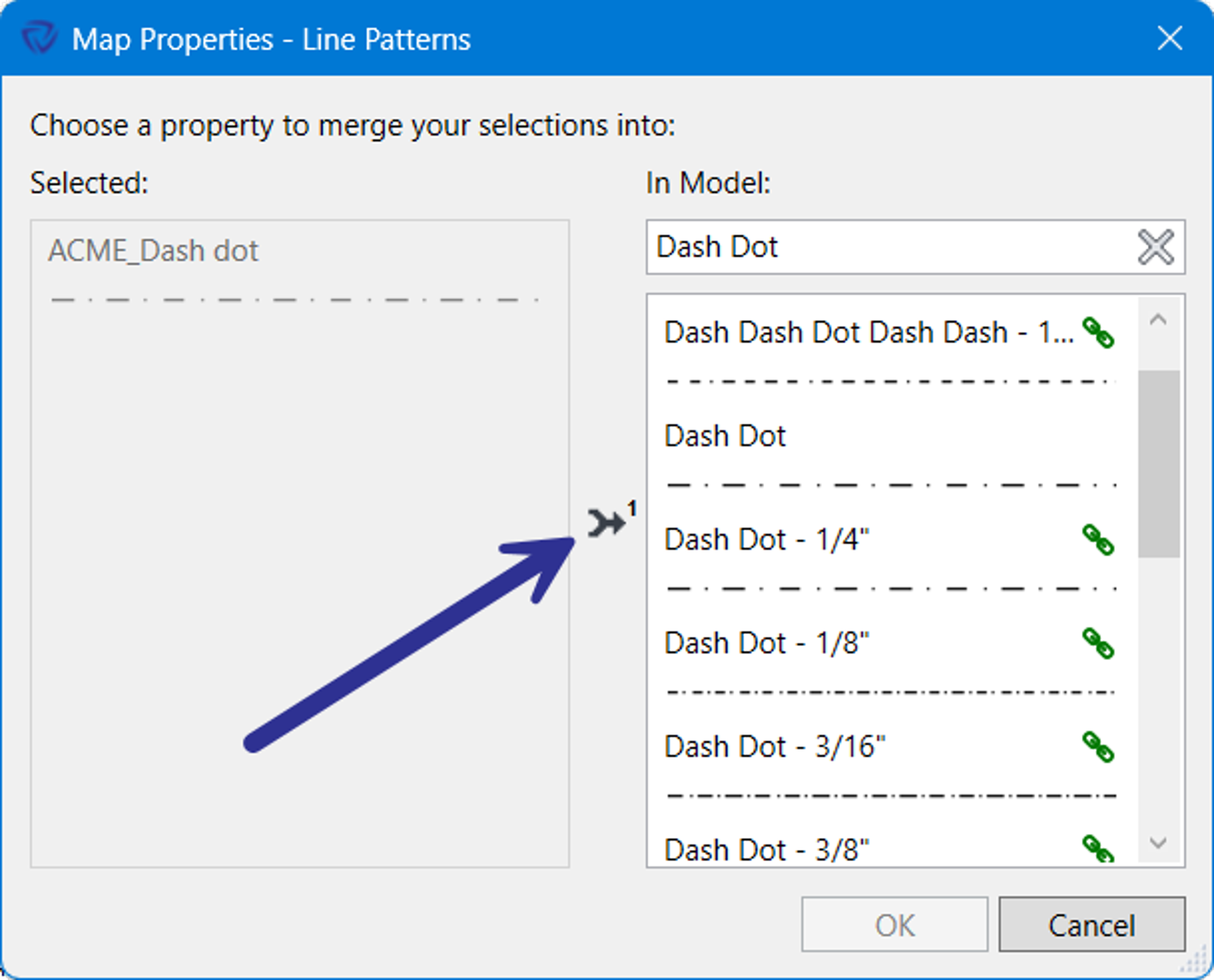 One time mapping from create dialog