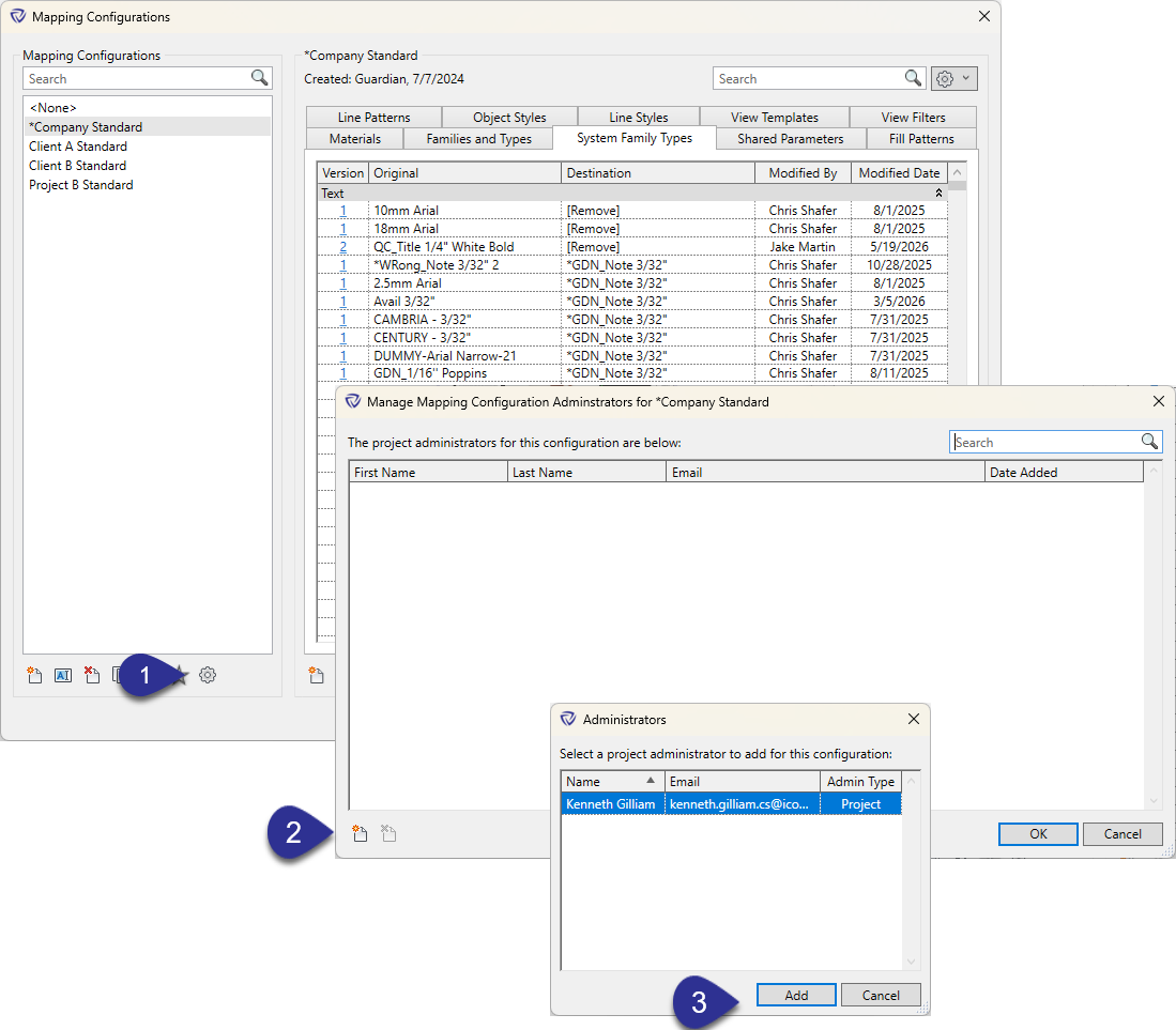 assign project admin to mapping config