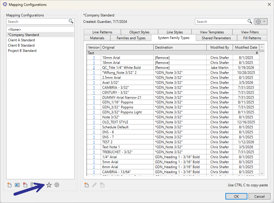 Set default mapping config