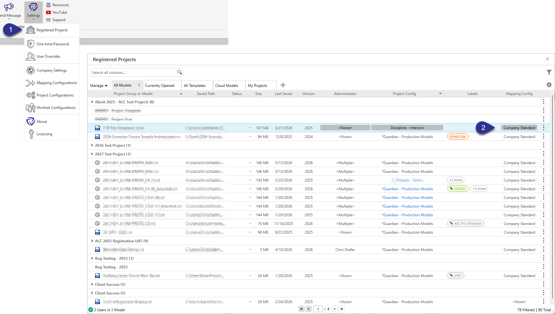 Edit mapping config in registered projects