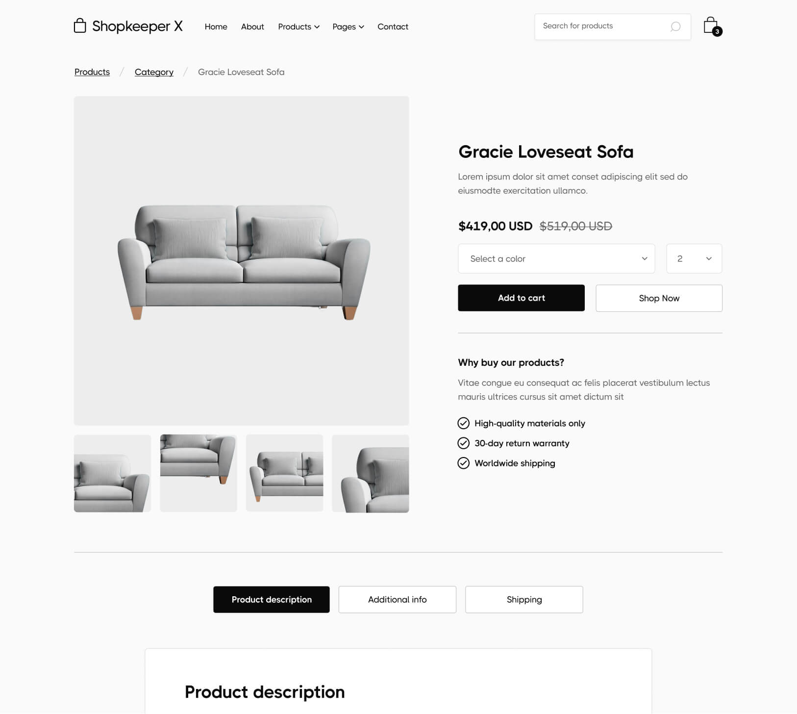Single Product - Shopkeeper X Webflow Template