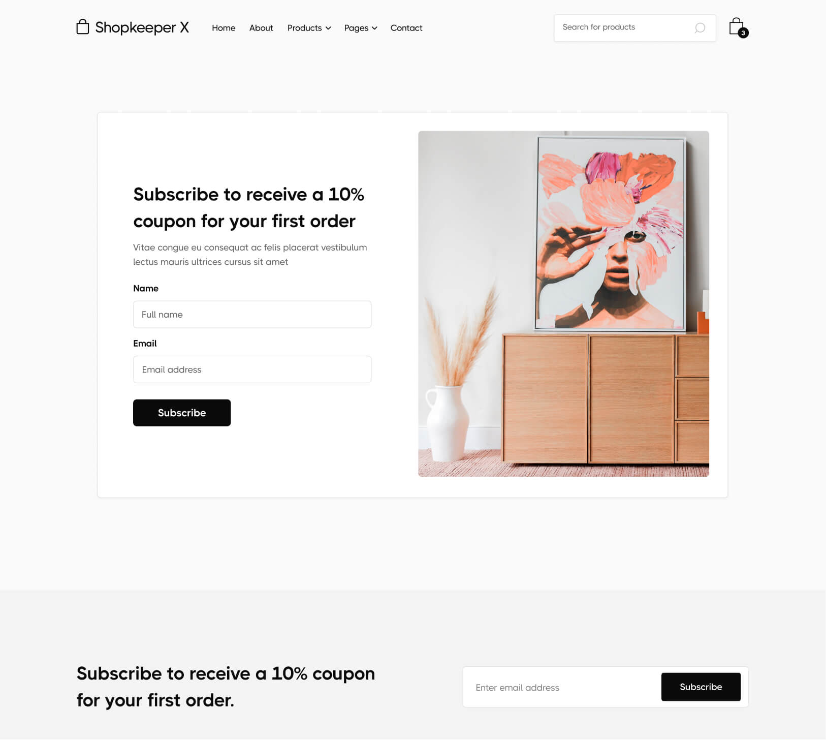 Subscribe - Shopkeeper X Webflow Template
