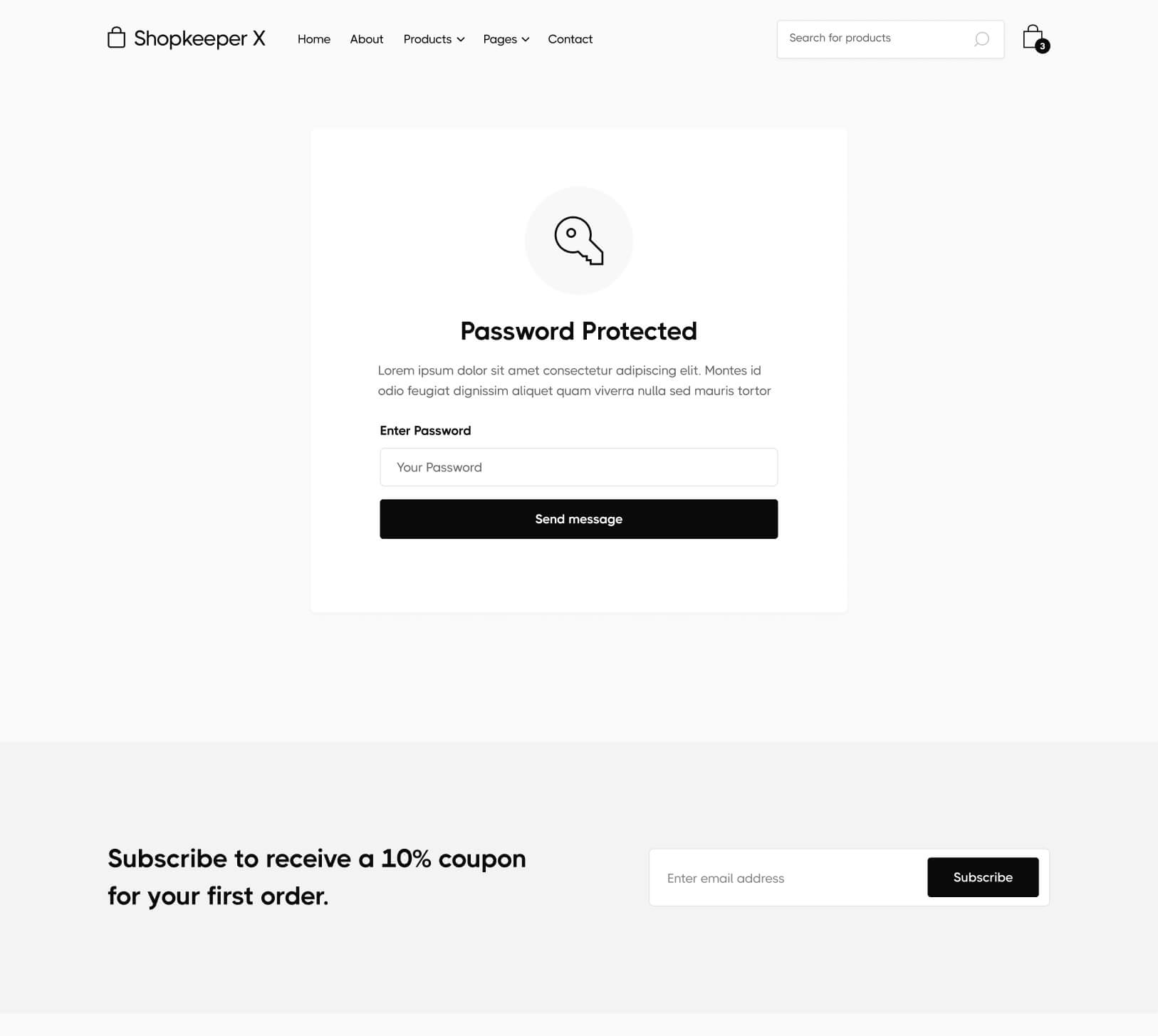 Password Protected - Shopkeeper X Webflow Template