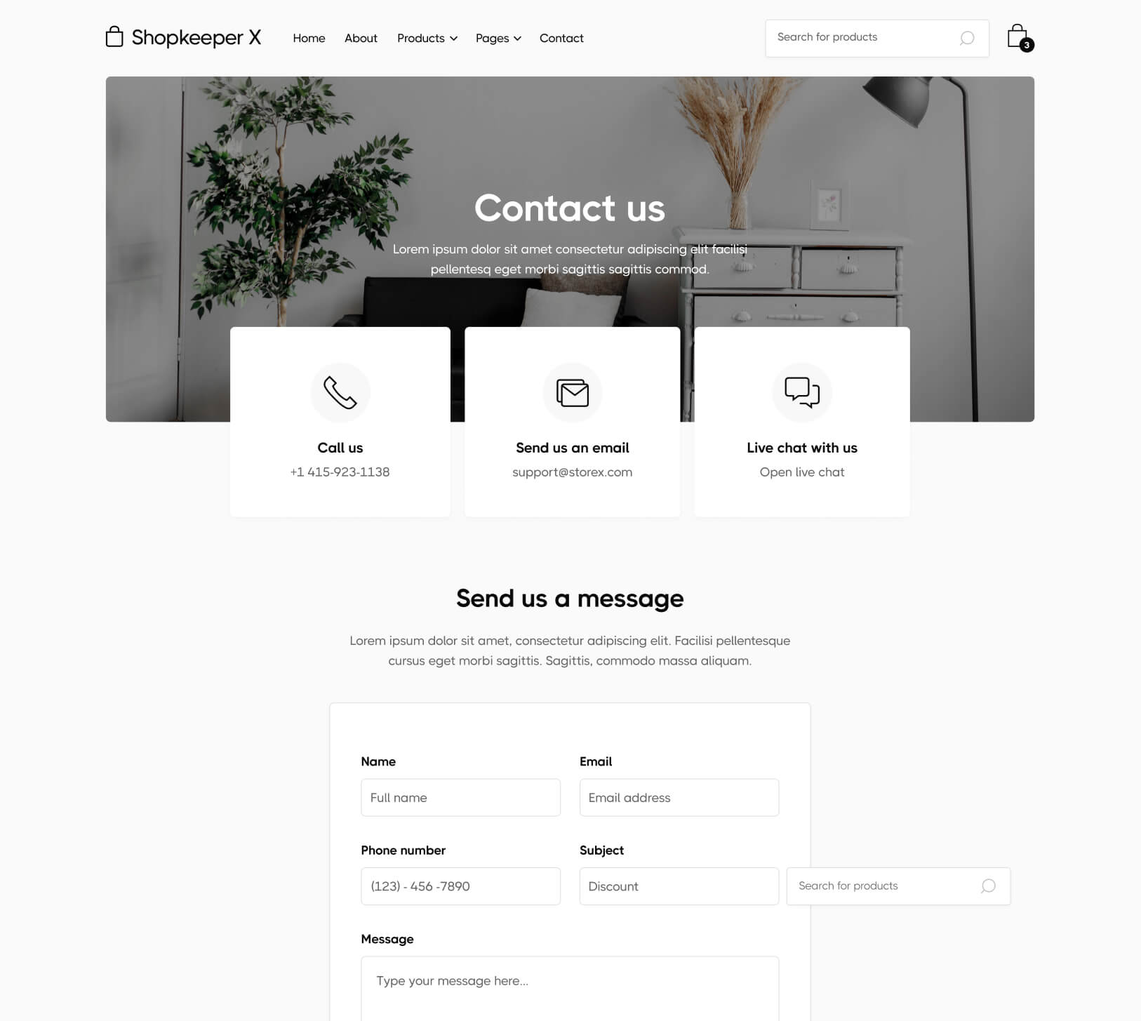 Contact - Shopkeeper X Webflow Template