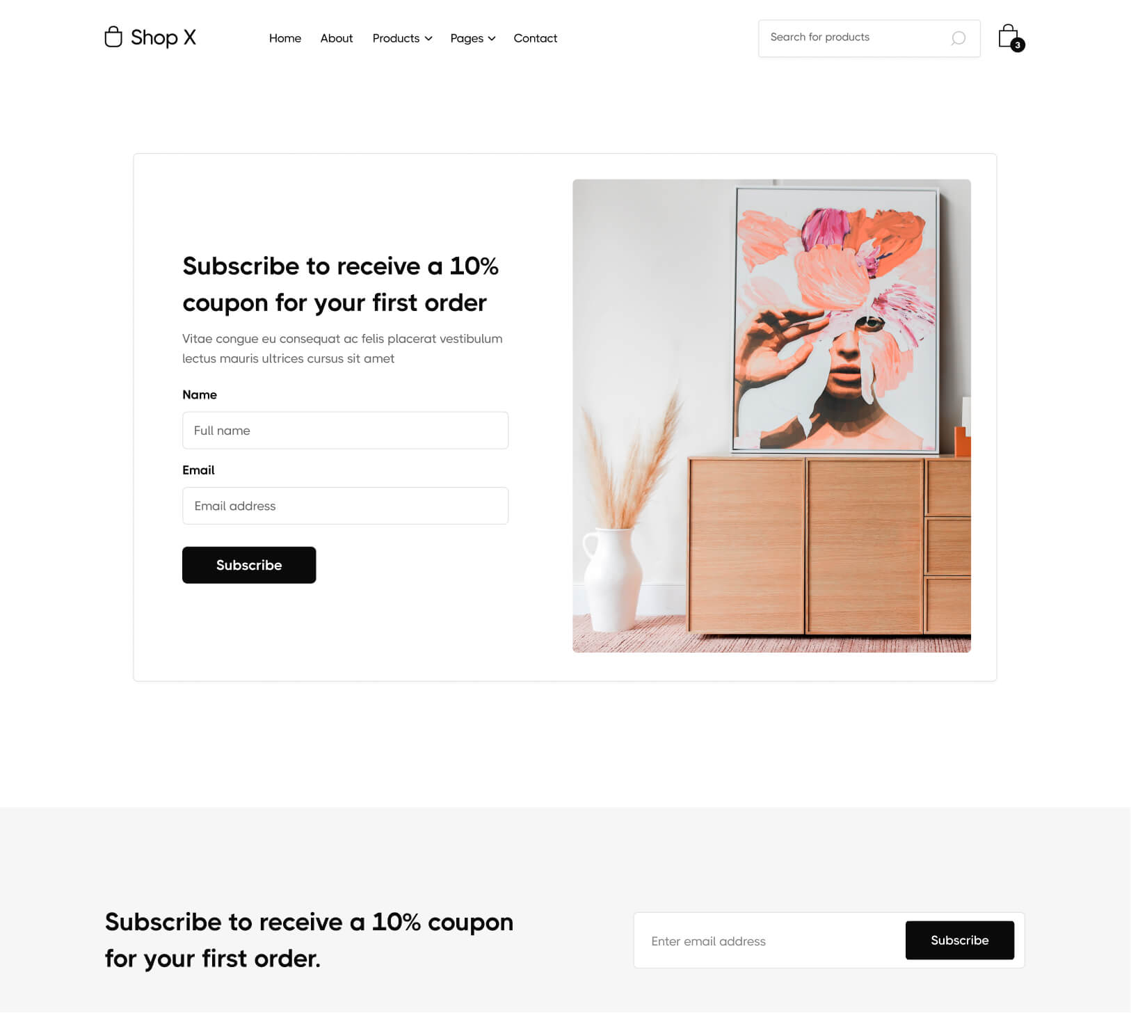 Subscribe - Shopkeeper X Webflow Template
