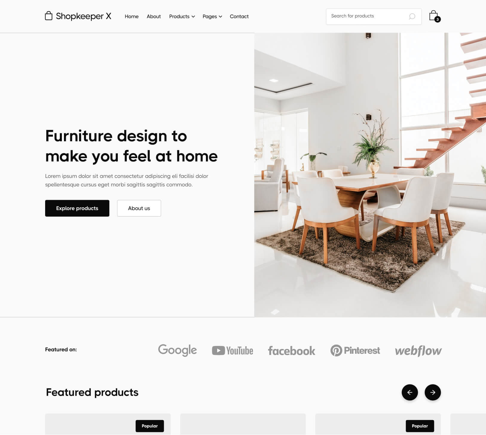 Home V2 - Shopkeeper X Webflow Template
