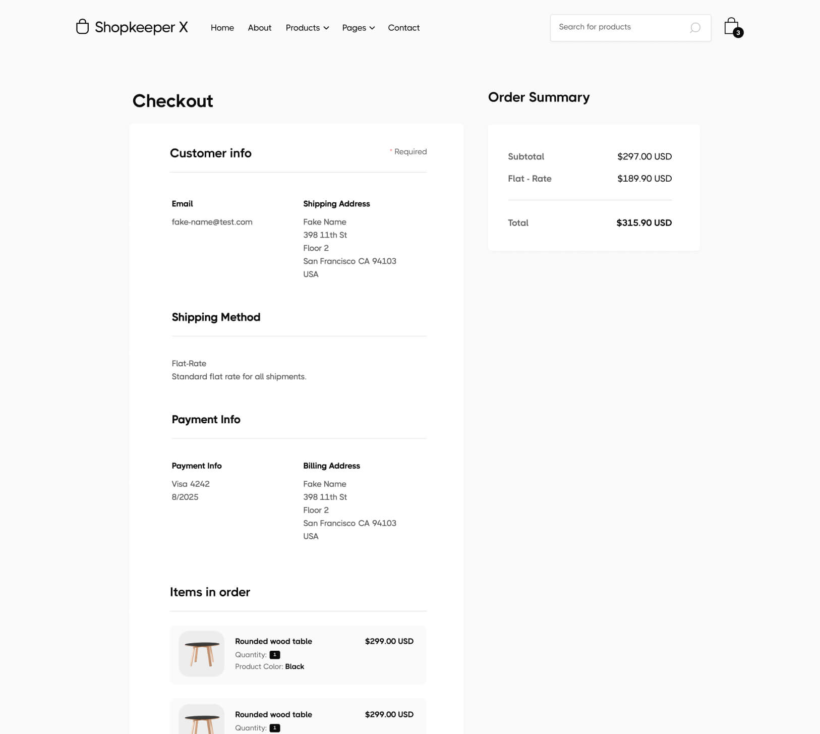 Order Confirmation - Shopkeeper X Webflow Template