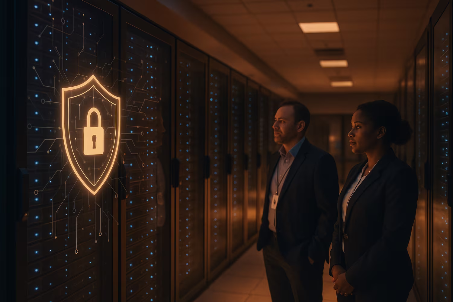 Secure server room implementing cloud security best practices