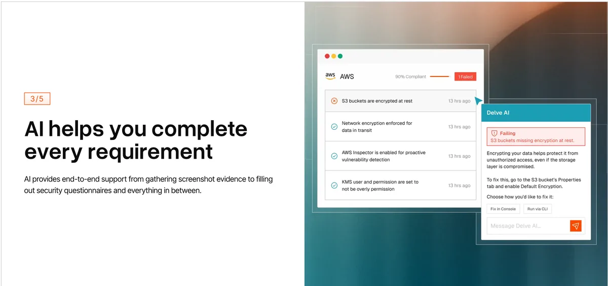 Delve feature module 3 of 5: AI helps you complete every requirement
