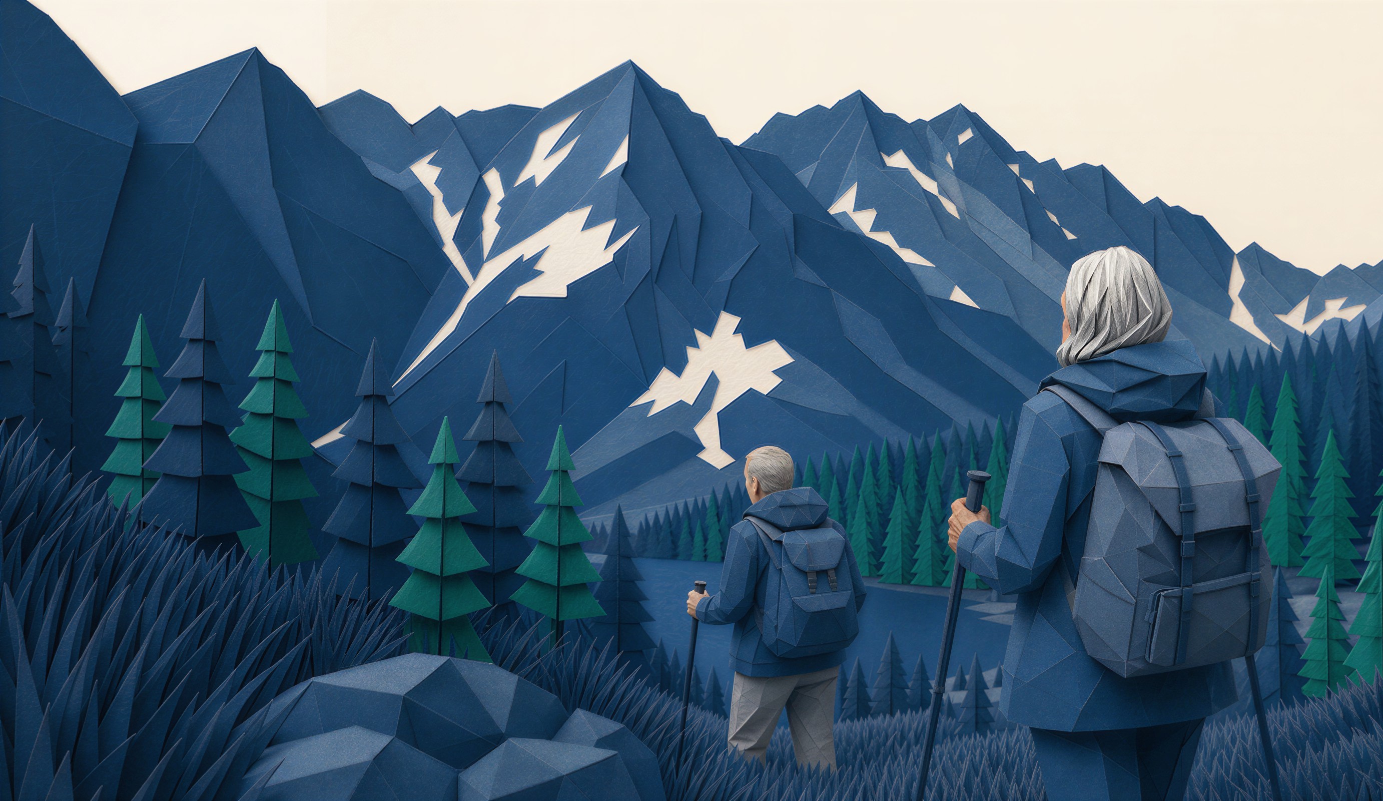 Man walking through forest with nephew - IHT