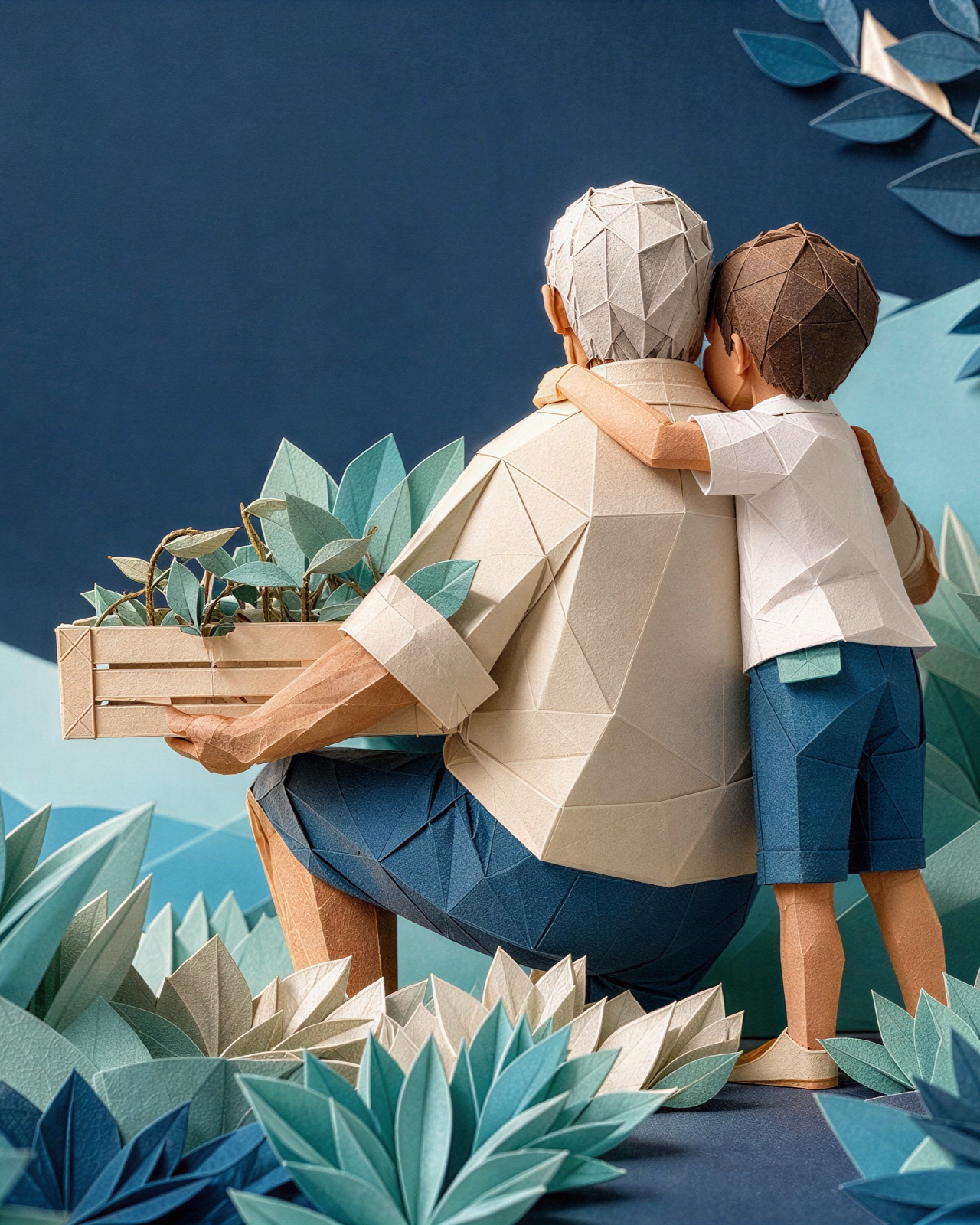 Elderly women walking with her grandchild