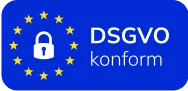 DSGVO konform Logo mit EU Sternenkreis und Schloss Symbol