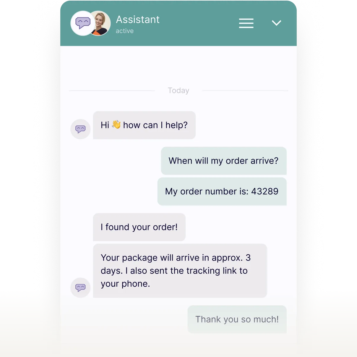 melibo Support Chatbot, der mit einer Kundin ihre Rücksendung regelt