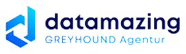 Datamazing greyhound agency logo with stylized blue 'd' icon and company name text.