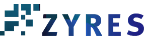 ZYRES logo with a pixelated design on the left and bold uppercase letters spelling ZYRES.