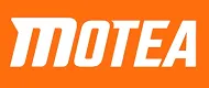 MOTEA brand name in white stylized uppercase letters on an orange background.