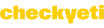 Yellow text spelling 'checkyeti' in bold lowercase letters on transparent background.