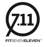 Circle logo with '7/11' text and 'SEVEN ELEVEN' below inside the circle.
