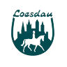Shield emblem with a horse below three stylized towers and the text 'Loesdau'.