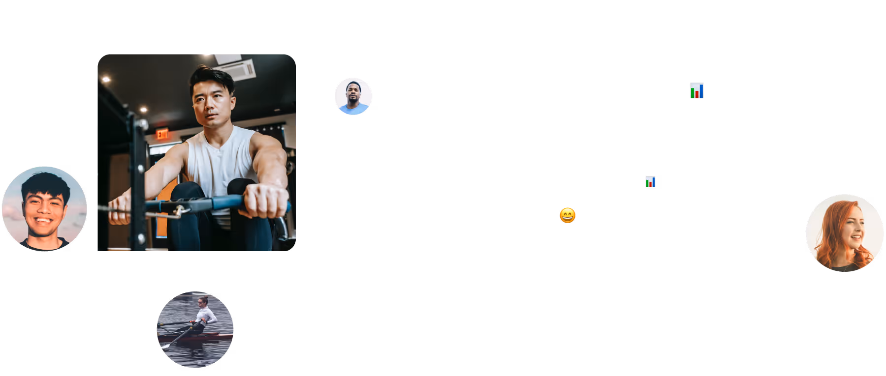 Profile photos in communication bubbles, sent media and emoji