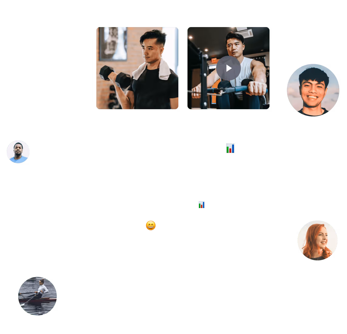 Profile photos in communication bubbles, sent media and emoji