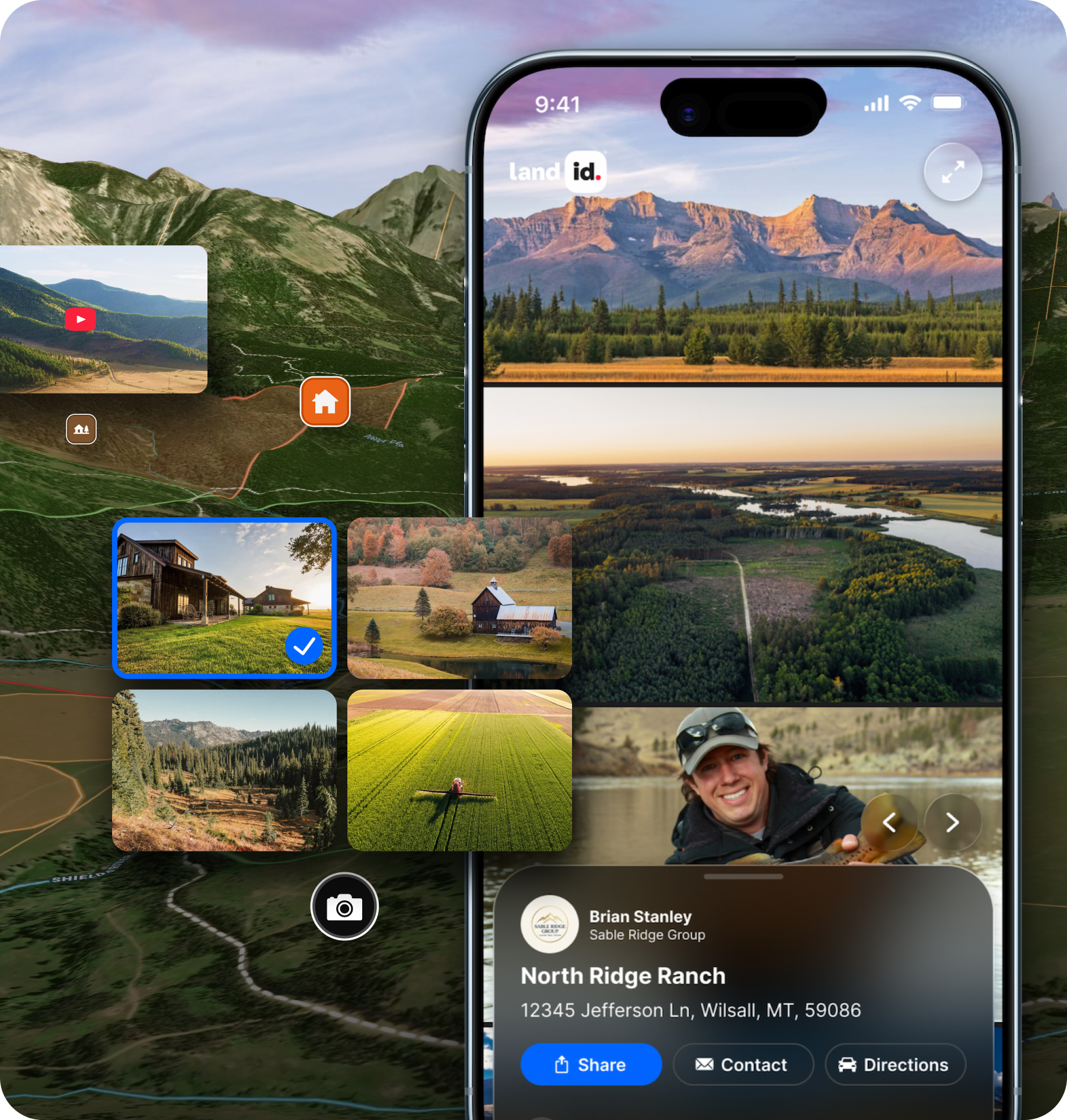 A branded Land id map and Property Tour with the agent’s photos and logo