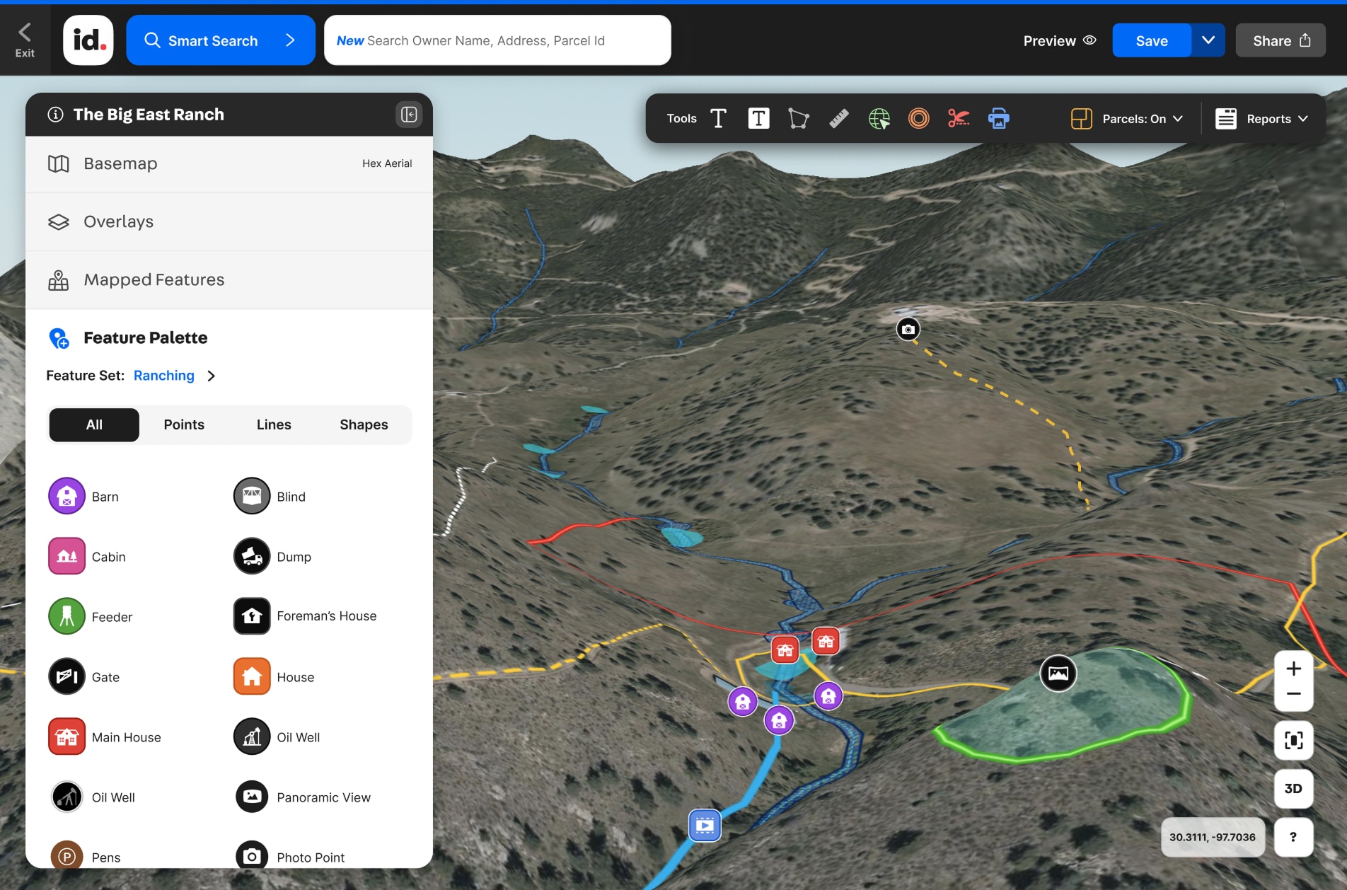 Screenshot of parcel info map zoom in