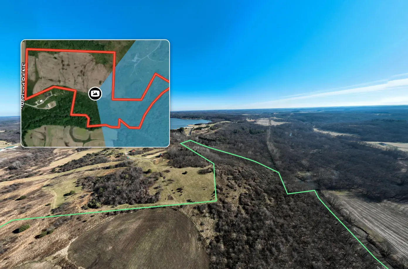 Overview image on panoramic fields and trees