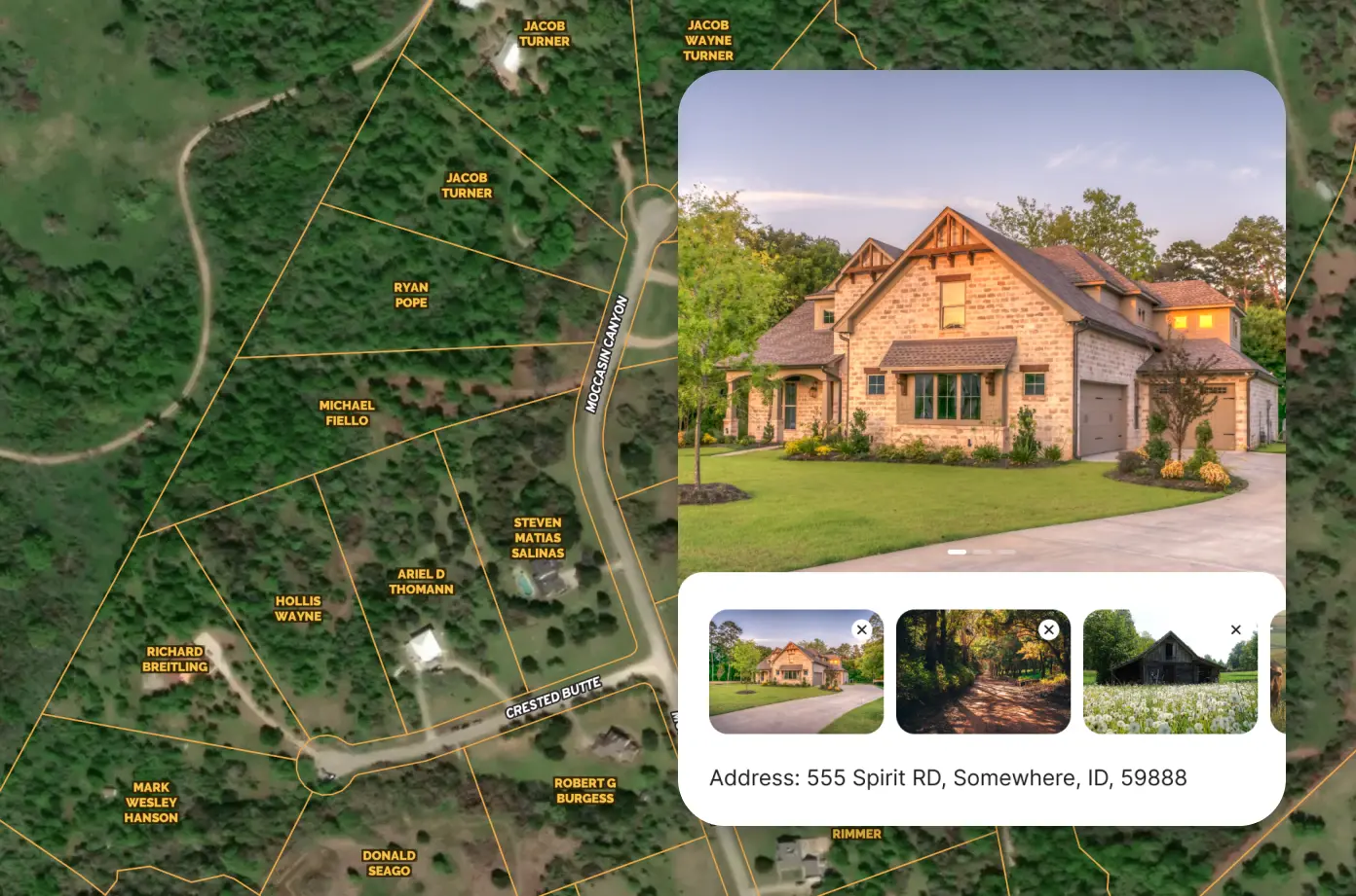 3 locations from a sky view map