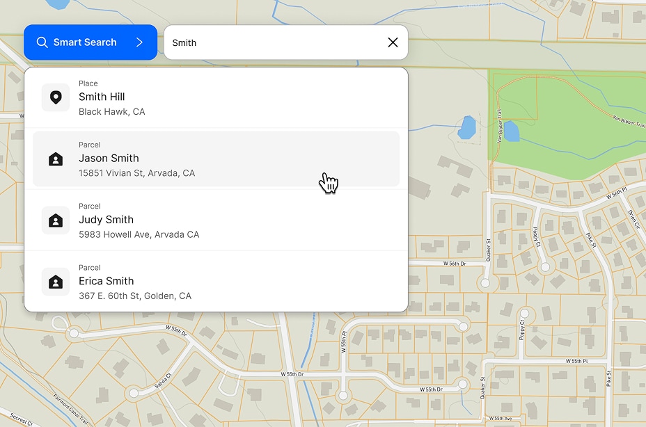 Map with address filter