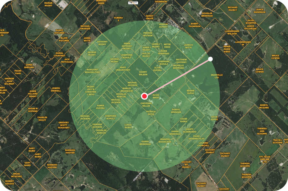 map with circle radius