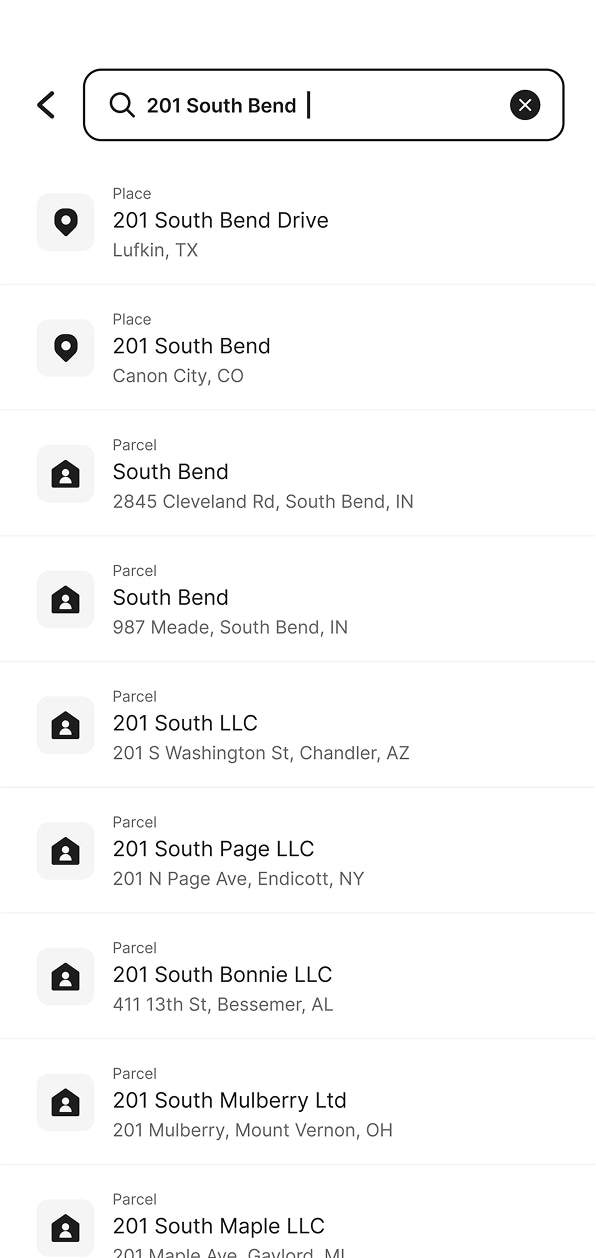 screenshot of 123 Pheasant Run location list