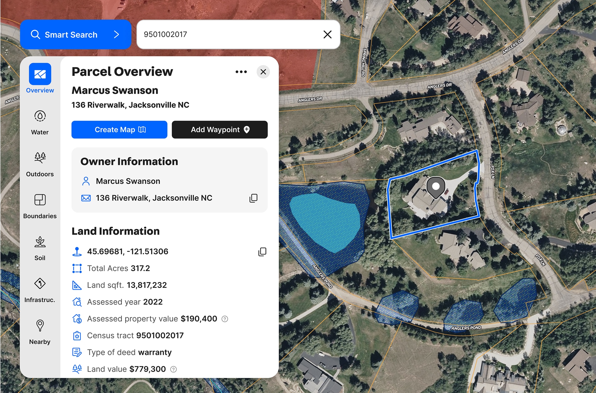 screenshot of map location for Smith