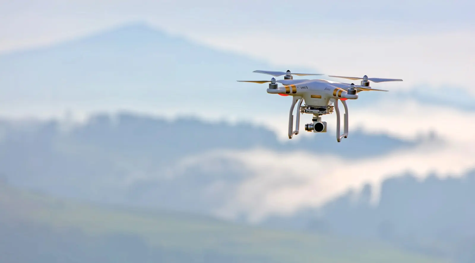A flying drone in the air
