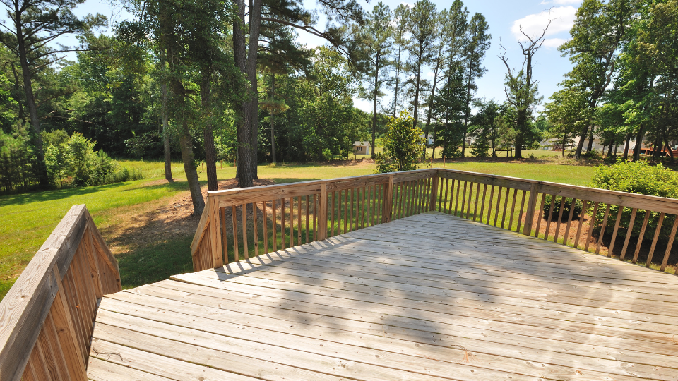 A view of the deck from the back of the house