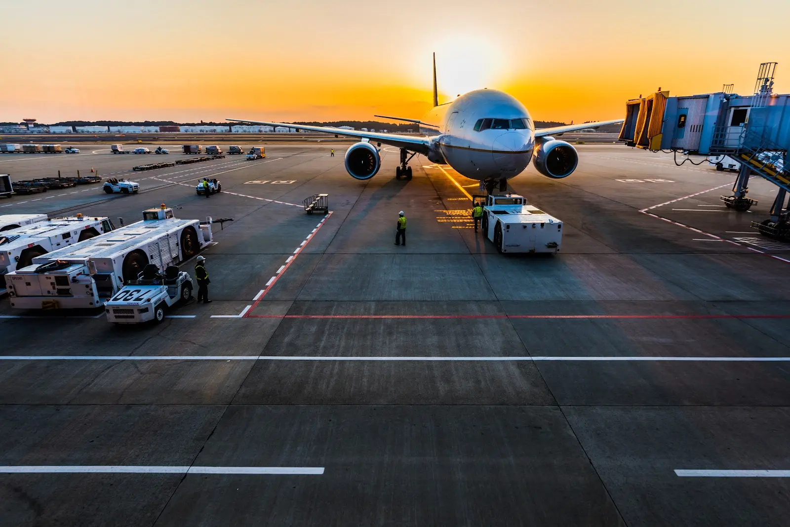 An airplane at an airport
