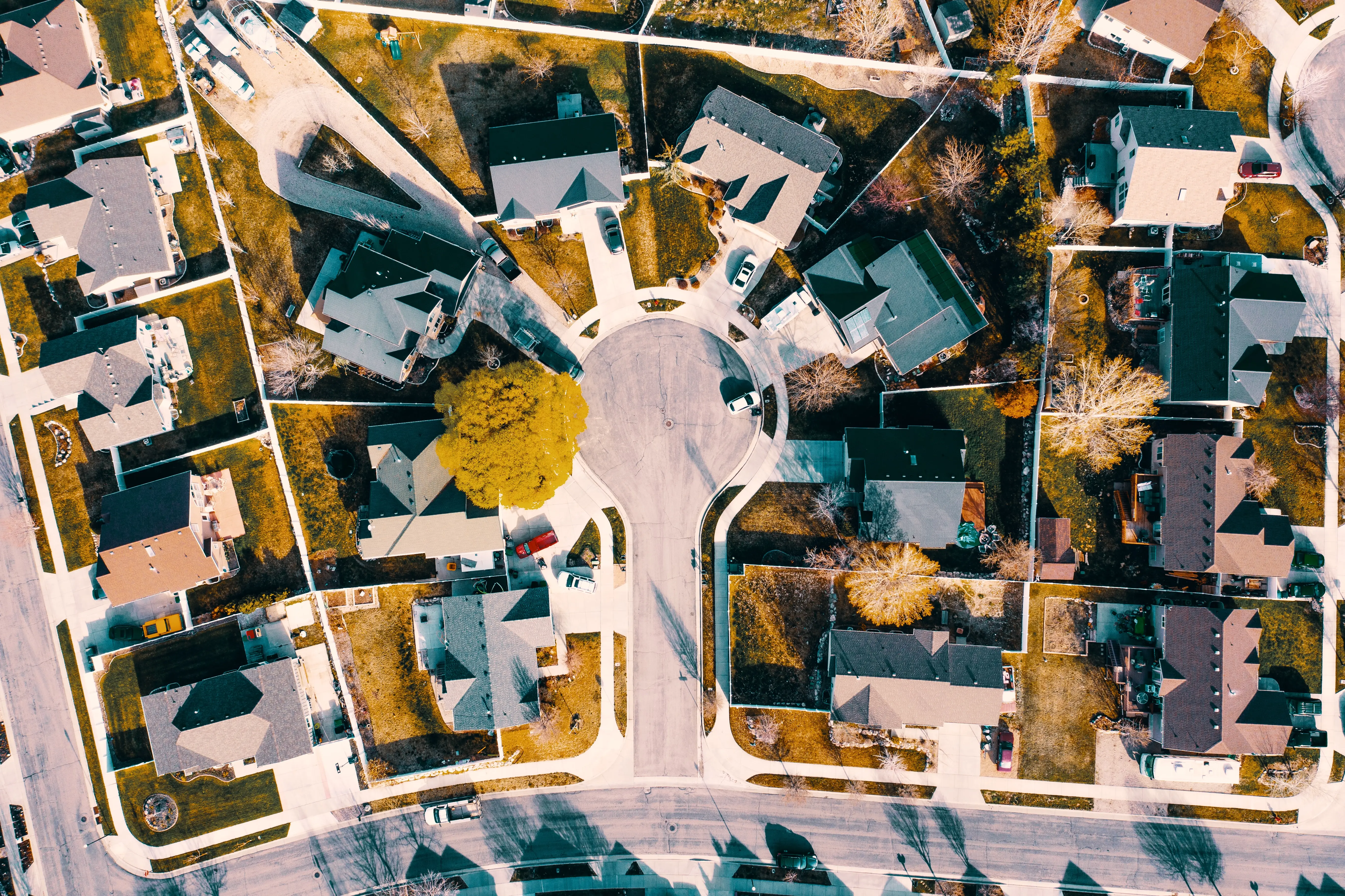 Bird view of a neighborhood