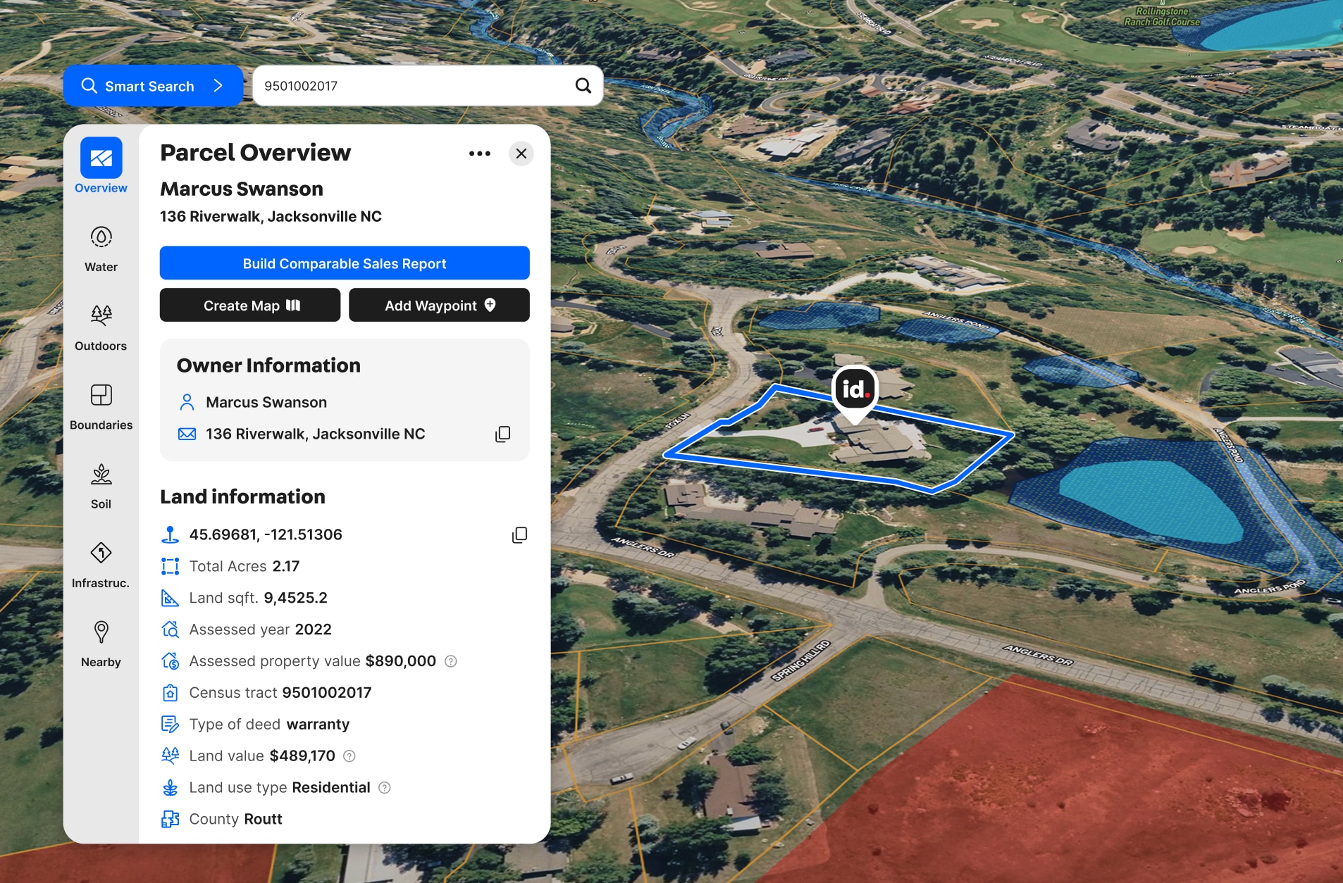screenshot of map location for Smith