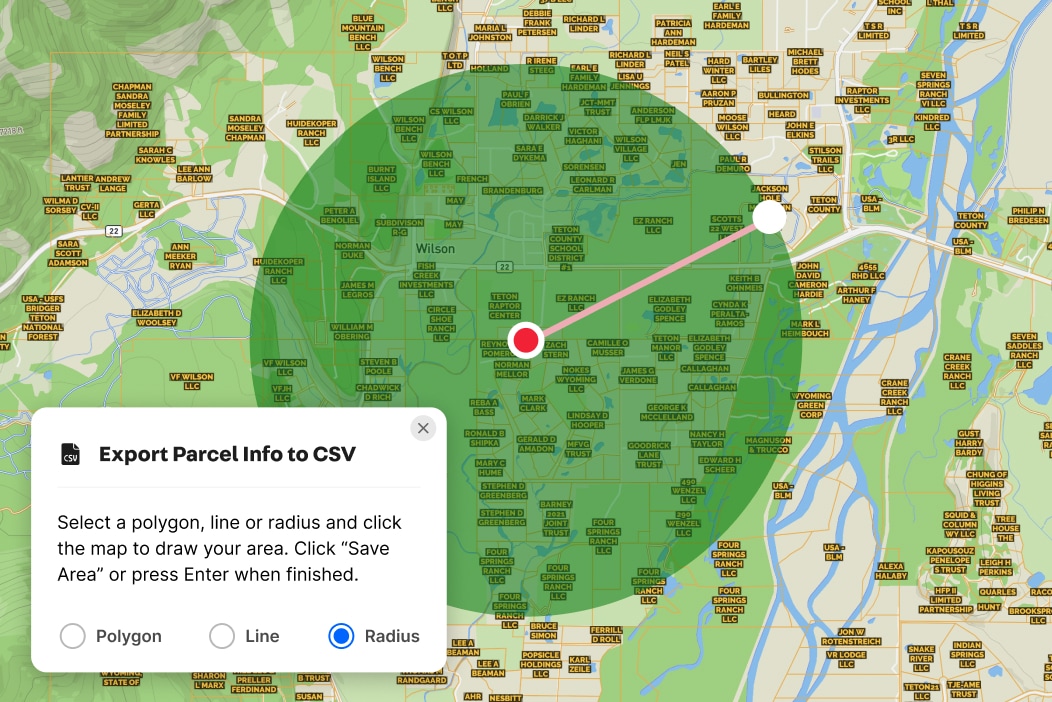 map with circle radius