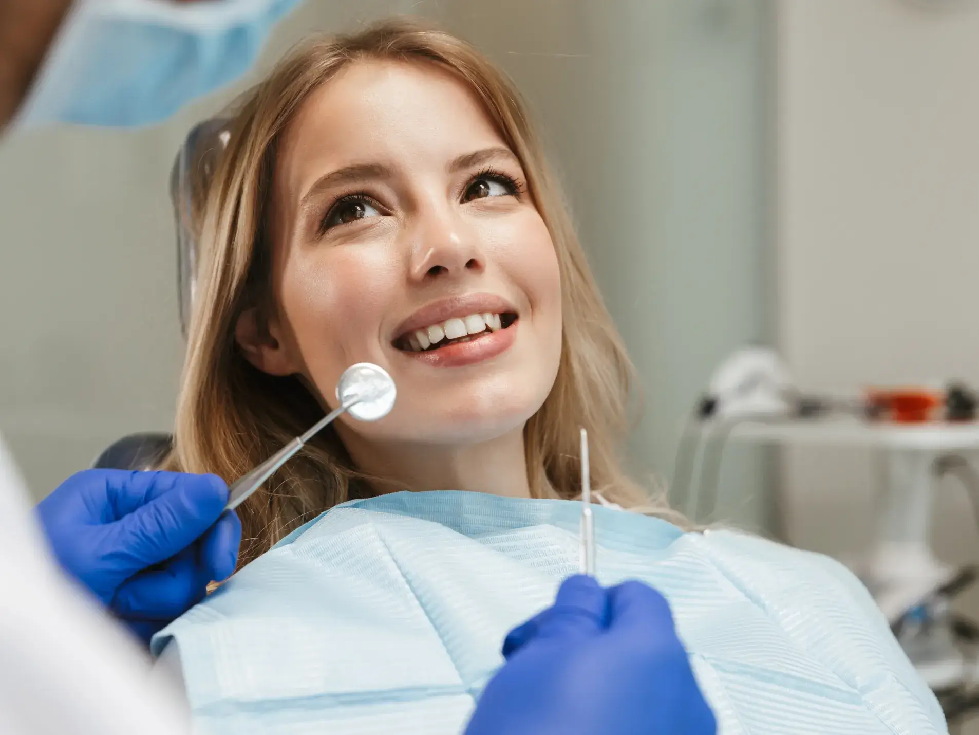 Patient getting a dental checkup