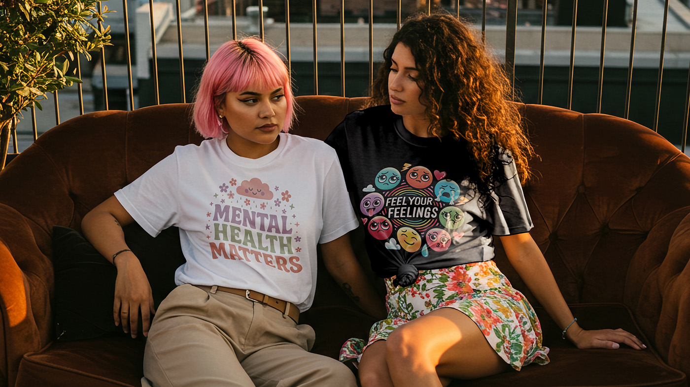 Self-Care Shirts hand-drawn mental health apparel brand