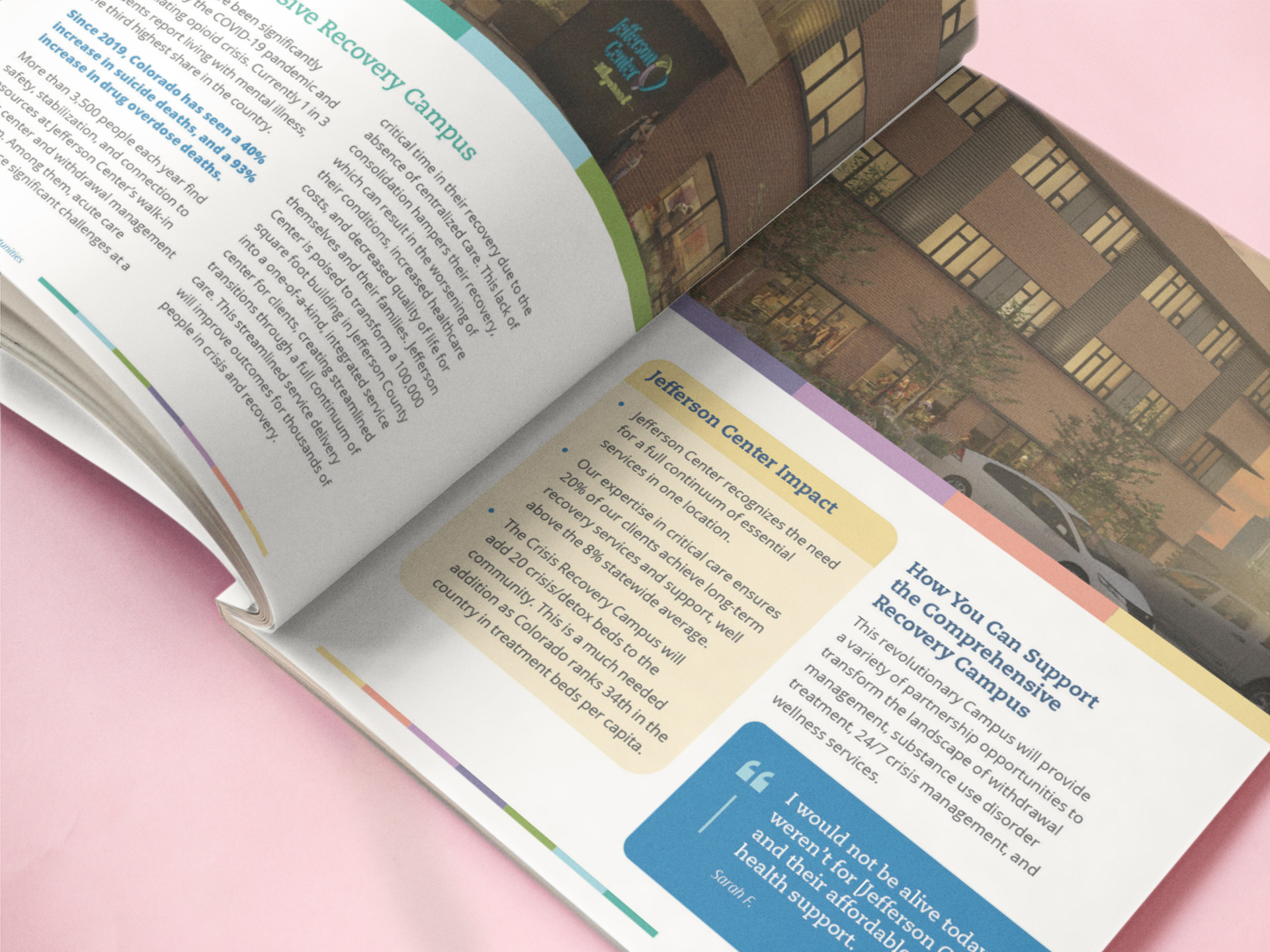 Jefferson Center partnership booklet, open