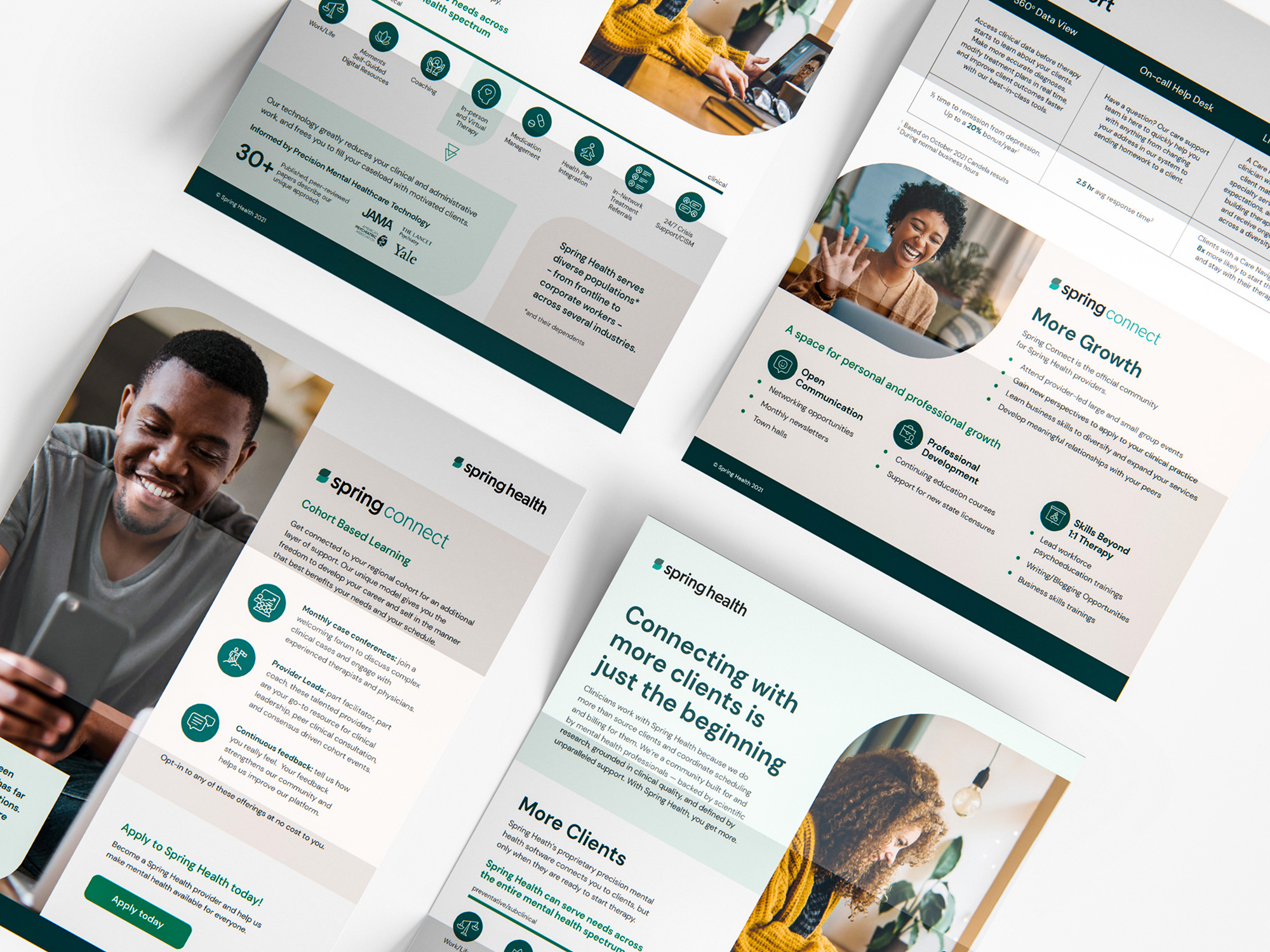 Interior ebook spreads, dense benefits content broken into photographs and content cards.