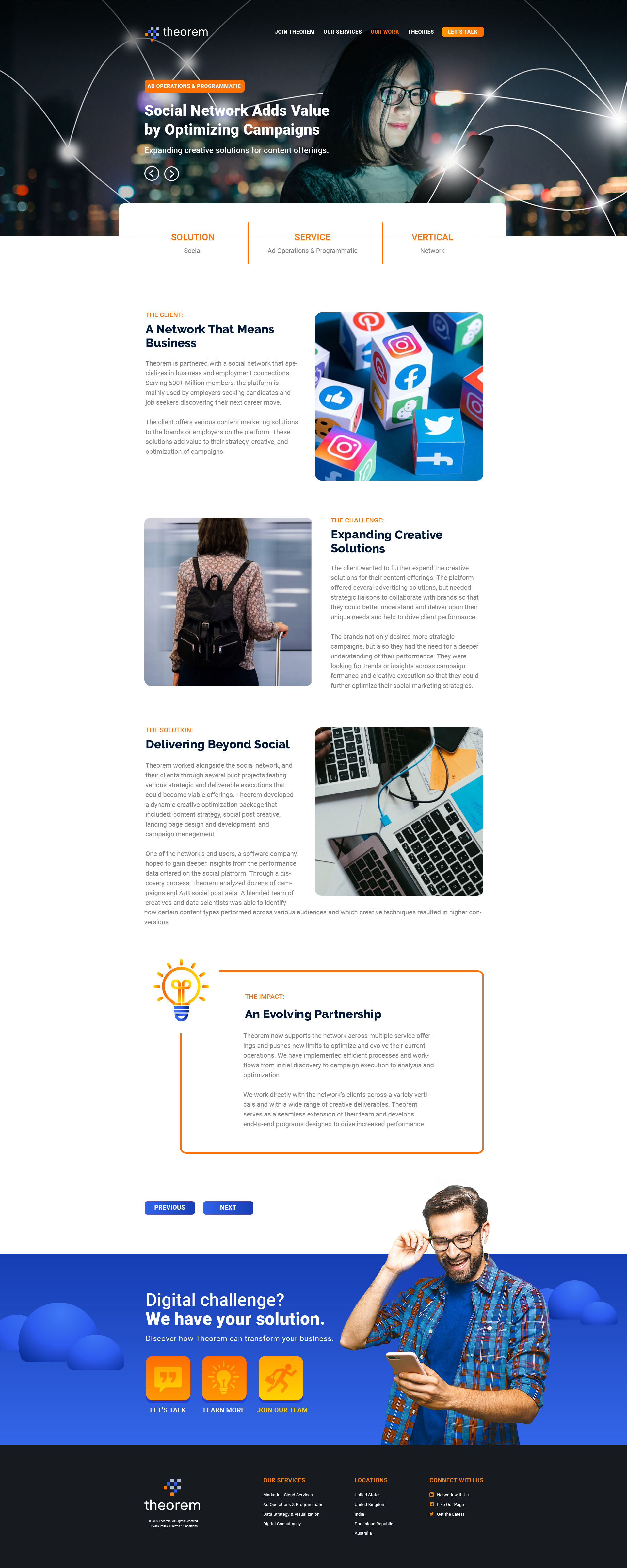 The Theorem case study page template, built to hold long-form client stories.